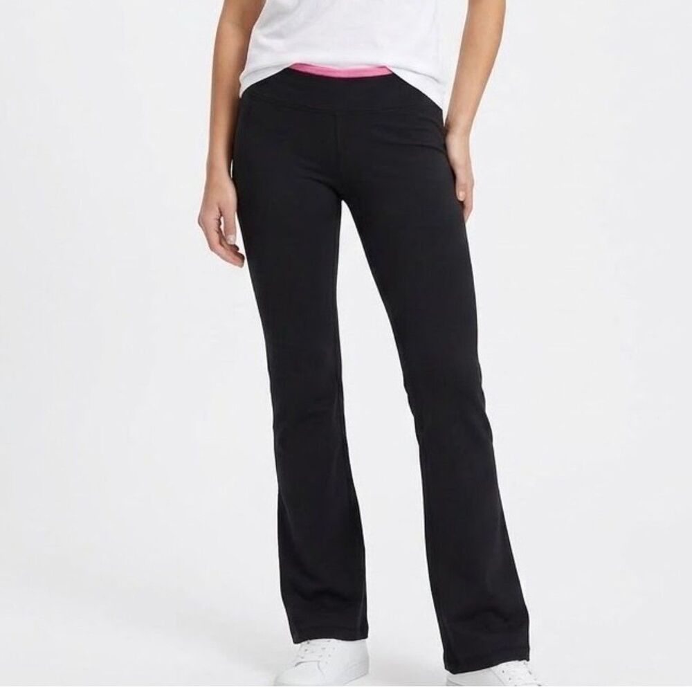 LILLY PULITZER Pants Luxletic Weekender Long Bootleg Leggings Black/Pink Women L